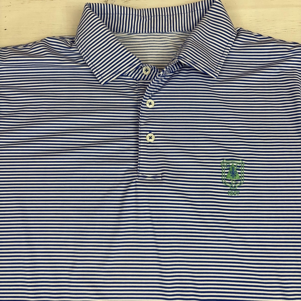 B Draddy Polo Shirt Mens L Blue Golf Country Club Of Detroit Logo Short Sleeve